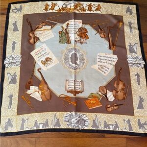 ETRO Mozart Vintage-Inspired Musical Print Silk Scarf.